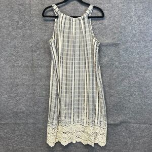 NWT HOPE AND HARLOW Shift Dress Women's Size 10 Pale Blue Cream Striped Halter